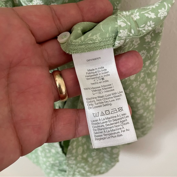 Madewell V-Neck Mini Dress 6 – Green Seedling Tie Back Button Front - Picture 12 of 12